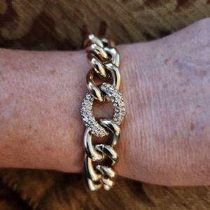 Victorias Secret Elegant Gold Tone and Rhinestone Bracelet
